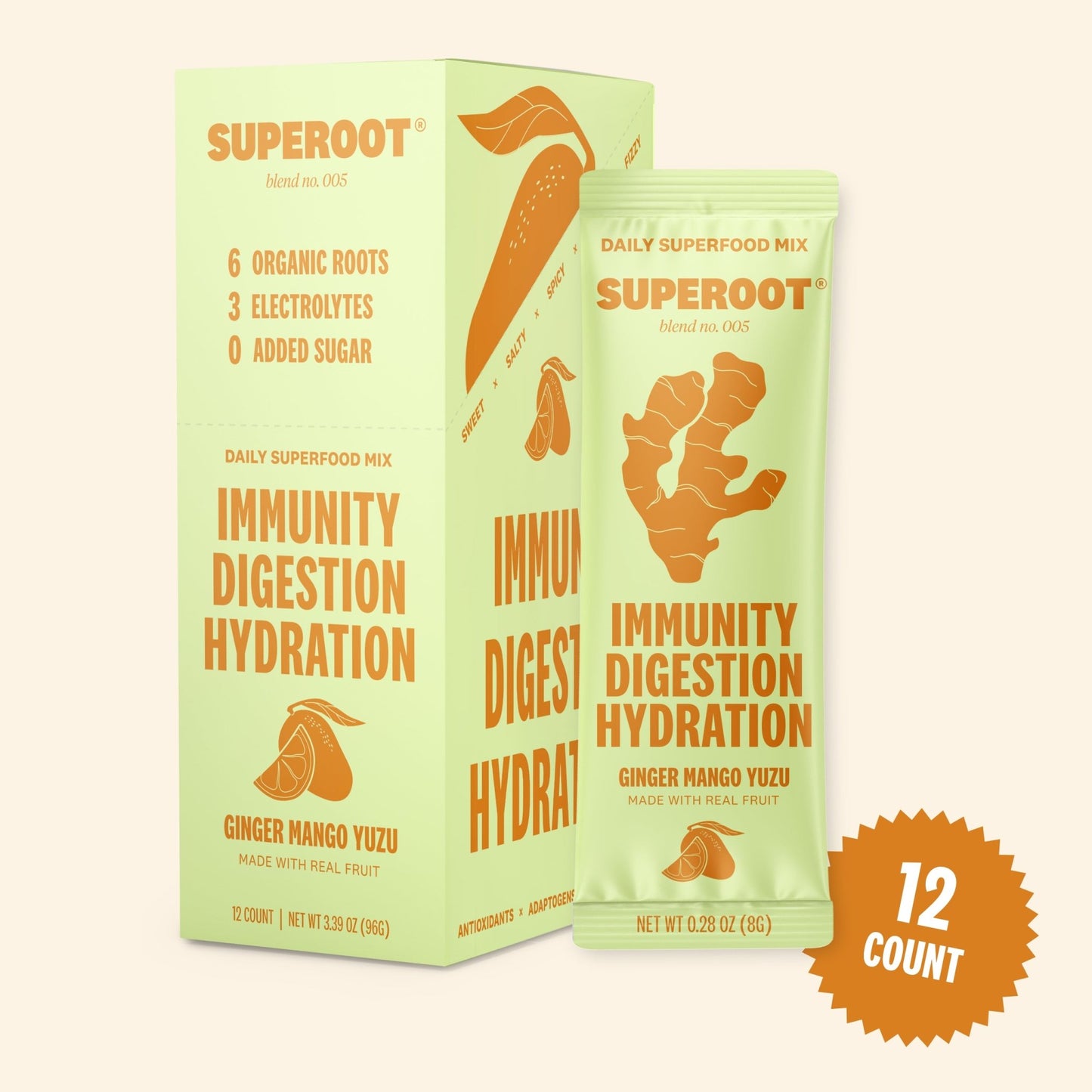 Superoot - Ginger Mango Yuzu - 12 pack