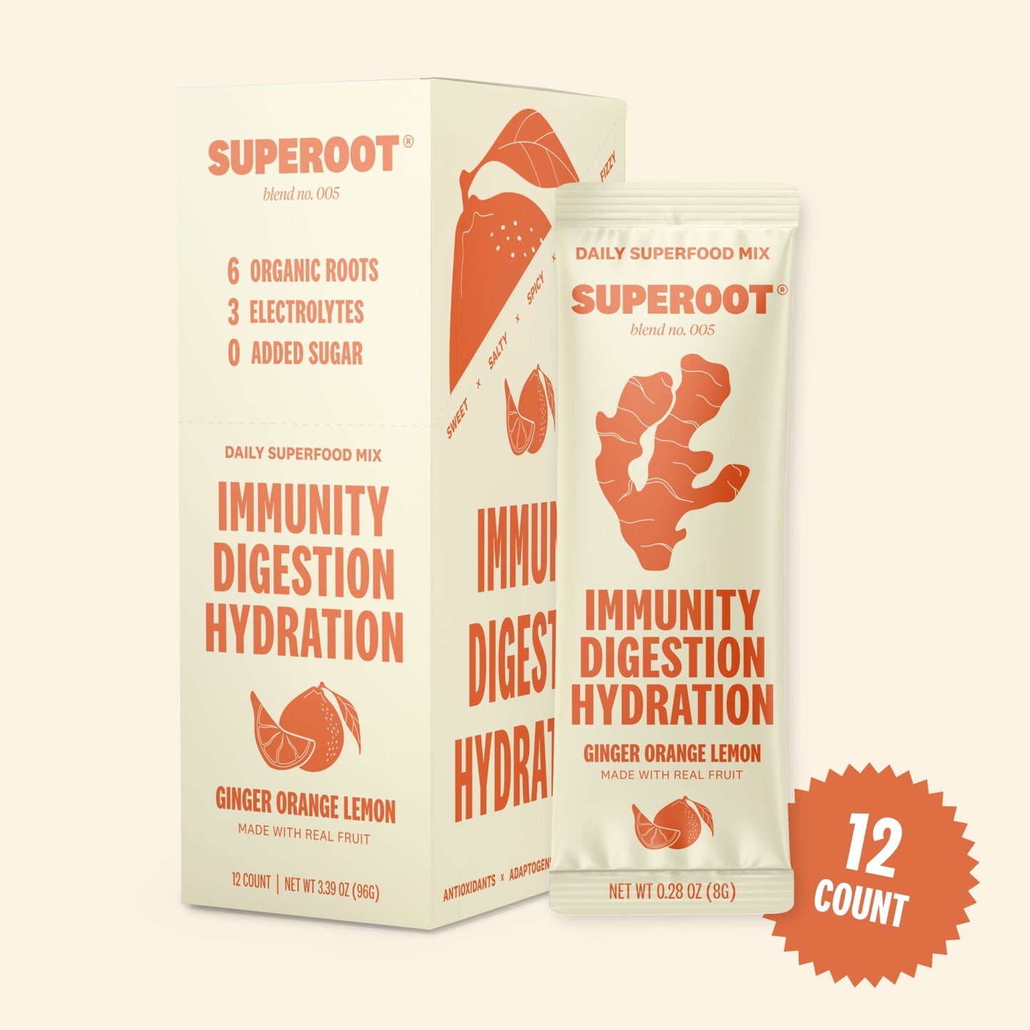Superoot - Ginger Orange Lemon - 12 count