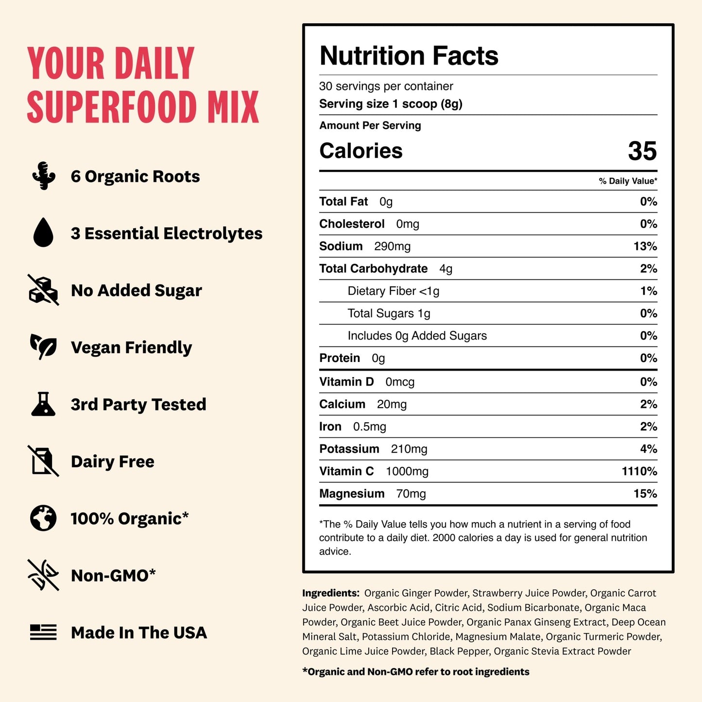 Superoot - Ginger Strawberry Lime - 30 serving
